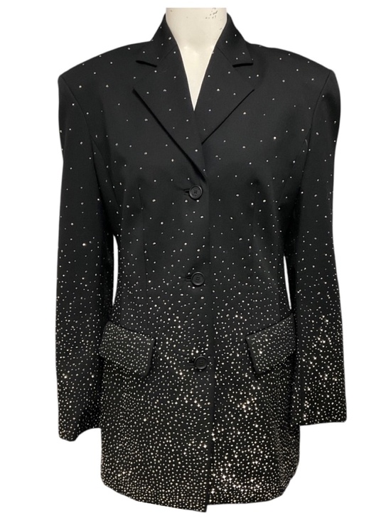 Off-White Jackets & Blazers - OFF-WHITE BLACK SINGLE BREASTED CRYSTAL EMBELLISHED WOOL BLAZER